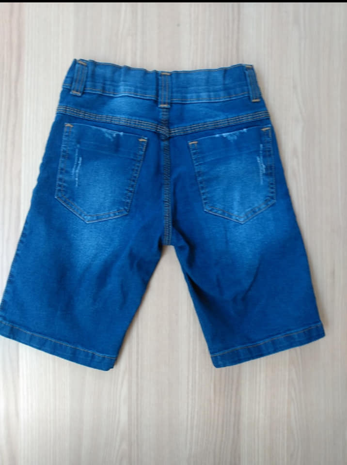 Bermudas infantis jeans em Lycra