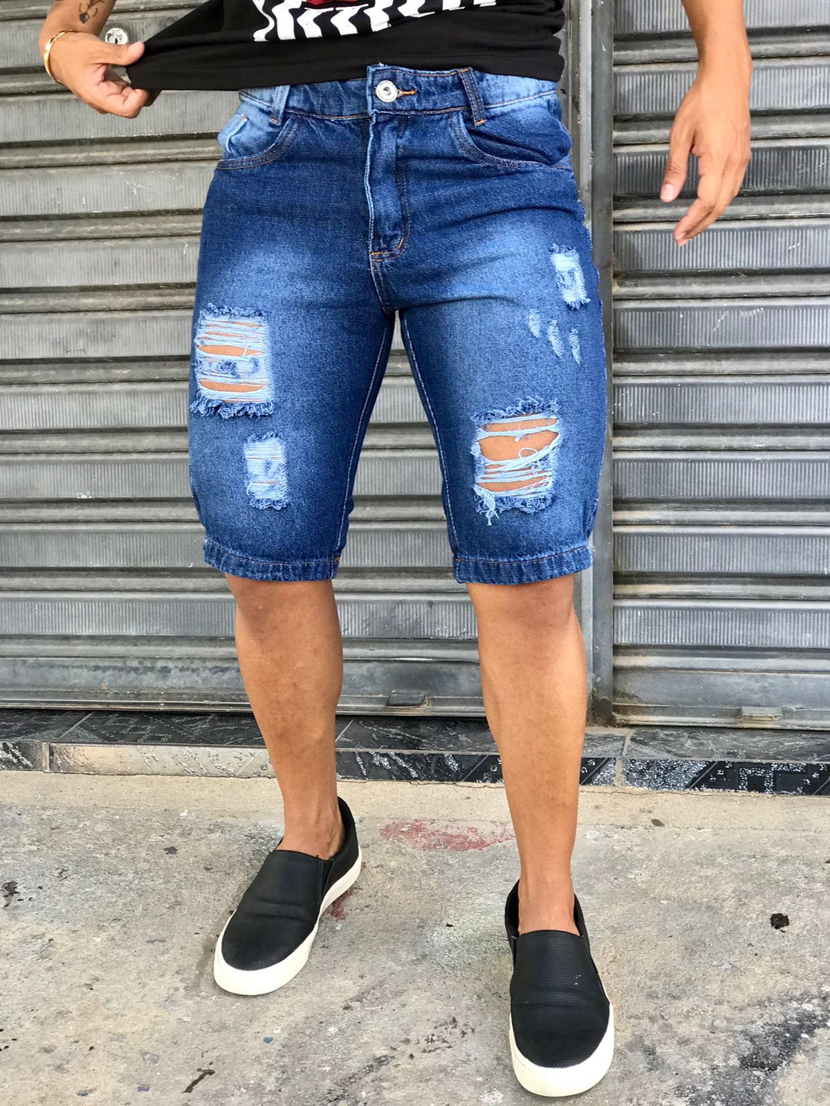 Bermuda jeans destroeyd