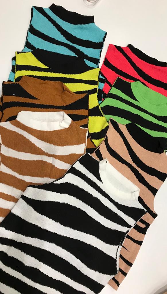 Croppeds zebra em tricô a sensação do momento