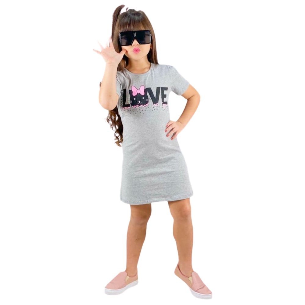 Vestido menina camisa longa infantil para criança