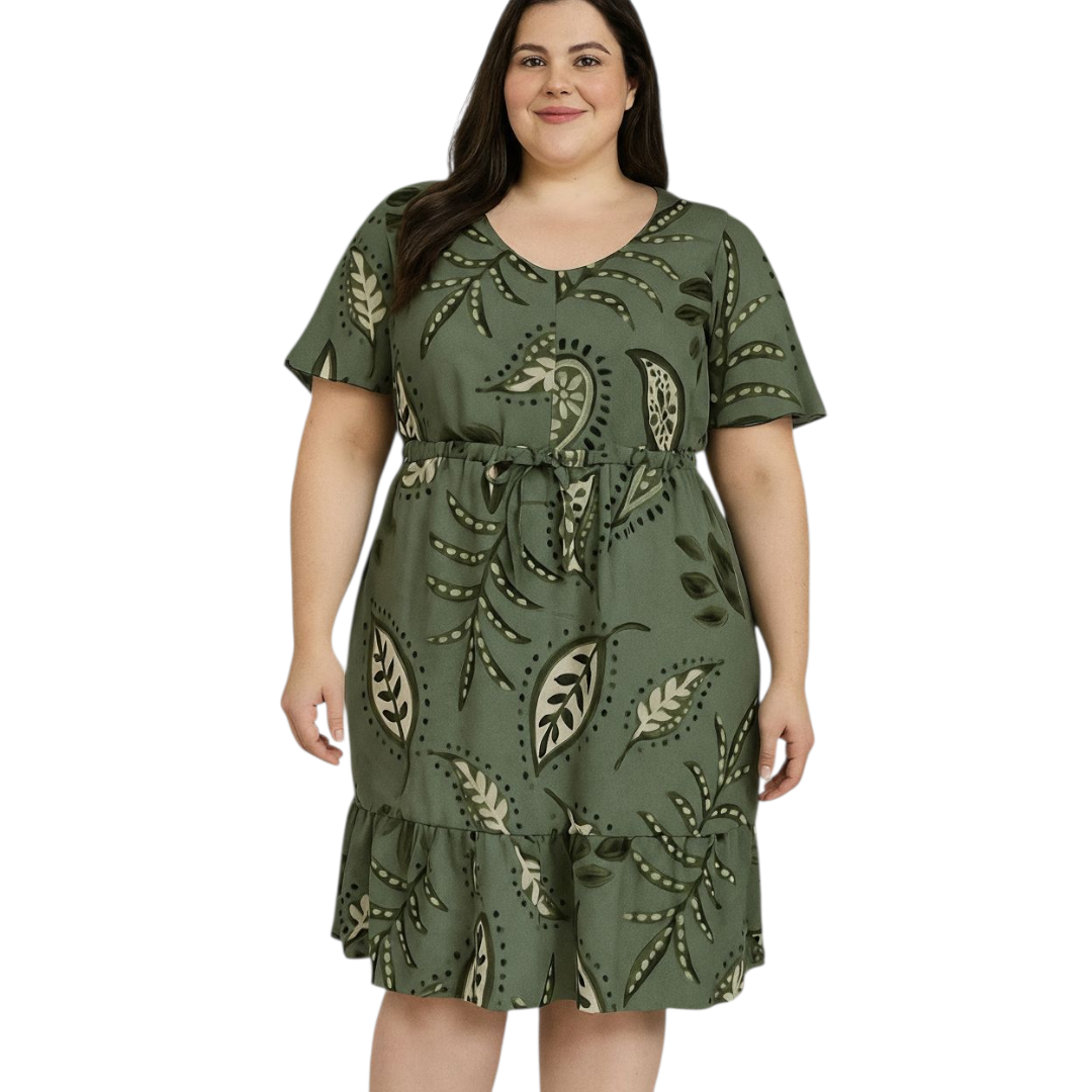 Vestido com Babado Plus size